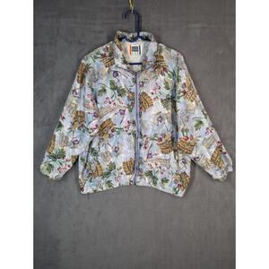 EVR Jacket Women's Medium Blue Petite Silk Gardening Spring Cottagecore Vintage